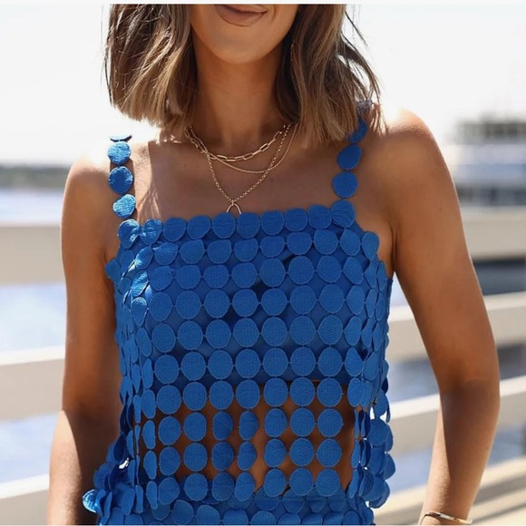 Vibrant Blue Textured Tank Top - Picture 1 of 5